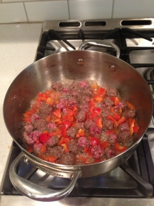 mini meatballs and sauce for the pizza
